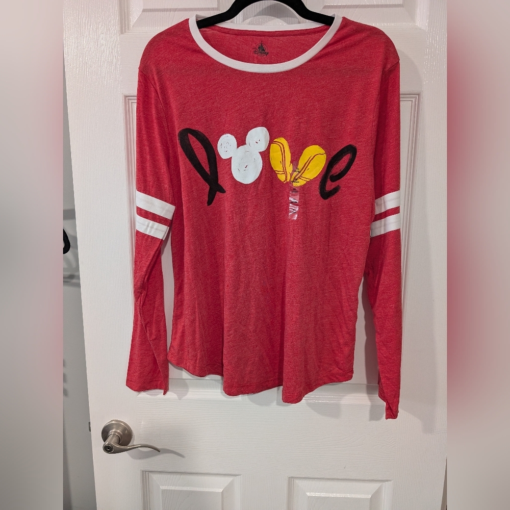 NWT Disney Store Mickey Mouse Long Sleeve Love Shirt in Size XL
